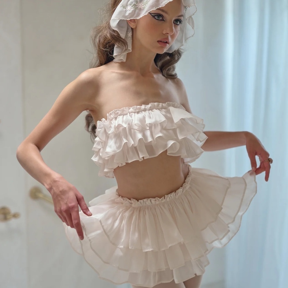 Selkie XS bloomer Dauphine Cream Ruffle Intimate stretches to 16 inches